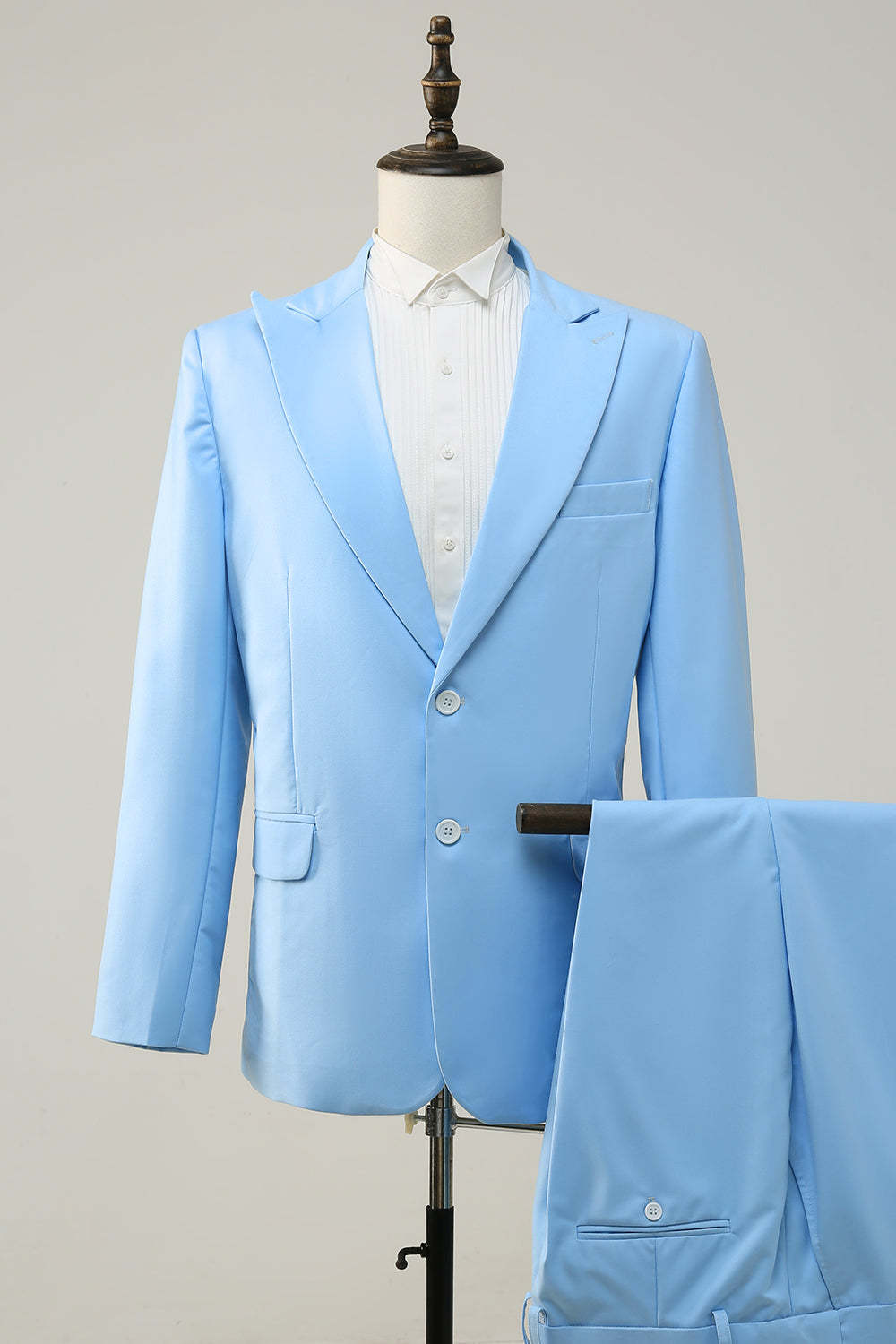 Leely Blue Men's Prom Suits Peak Lapel Single Breasted Homecoming Suits