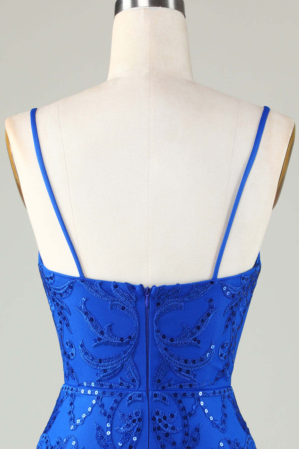 Sparkly Royal Blue Sequins Spaghetti Straps Tight Short Homecoming Dress