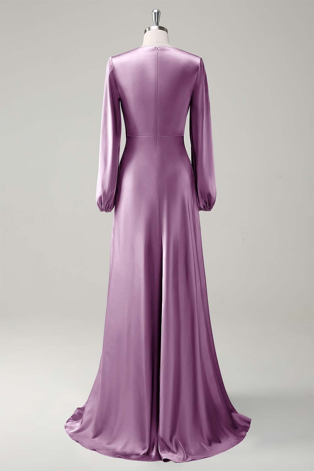 Sage Long Sleeves Satin A-Line Bridesmaid Dress