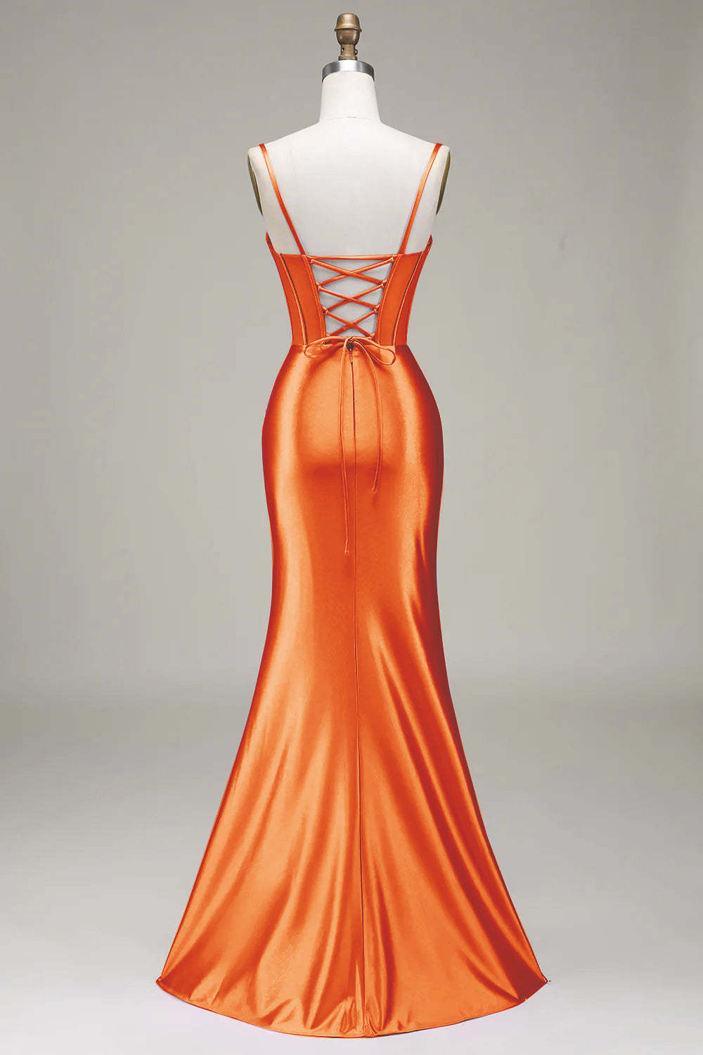 Stylish Mermaid Spaghetti Straps Purple Corset Prom Dress with Split Front