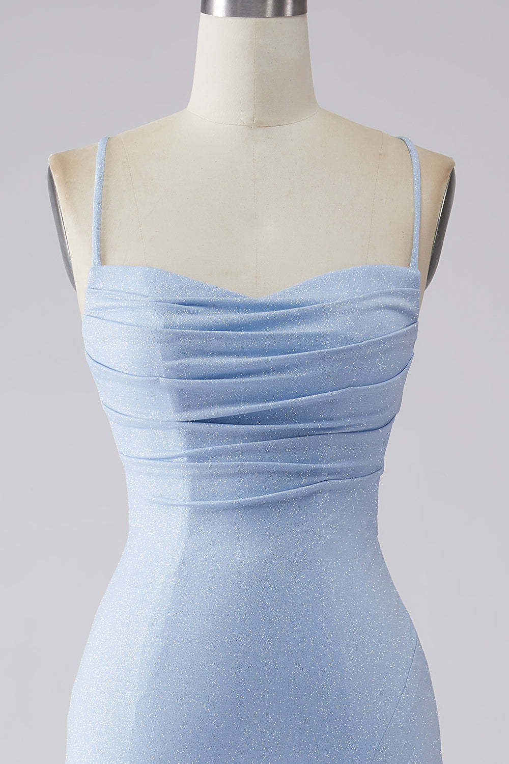 Light Blue Sparkly Mermaid Prom Dress with Slit