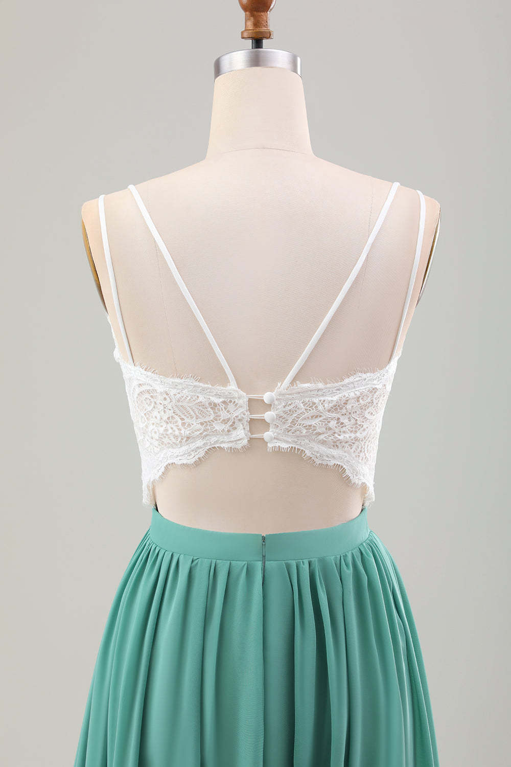 Eucalyptus A-Line Long Chiffon Bridesmaid Dress with Embroidery
