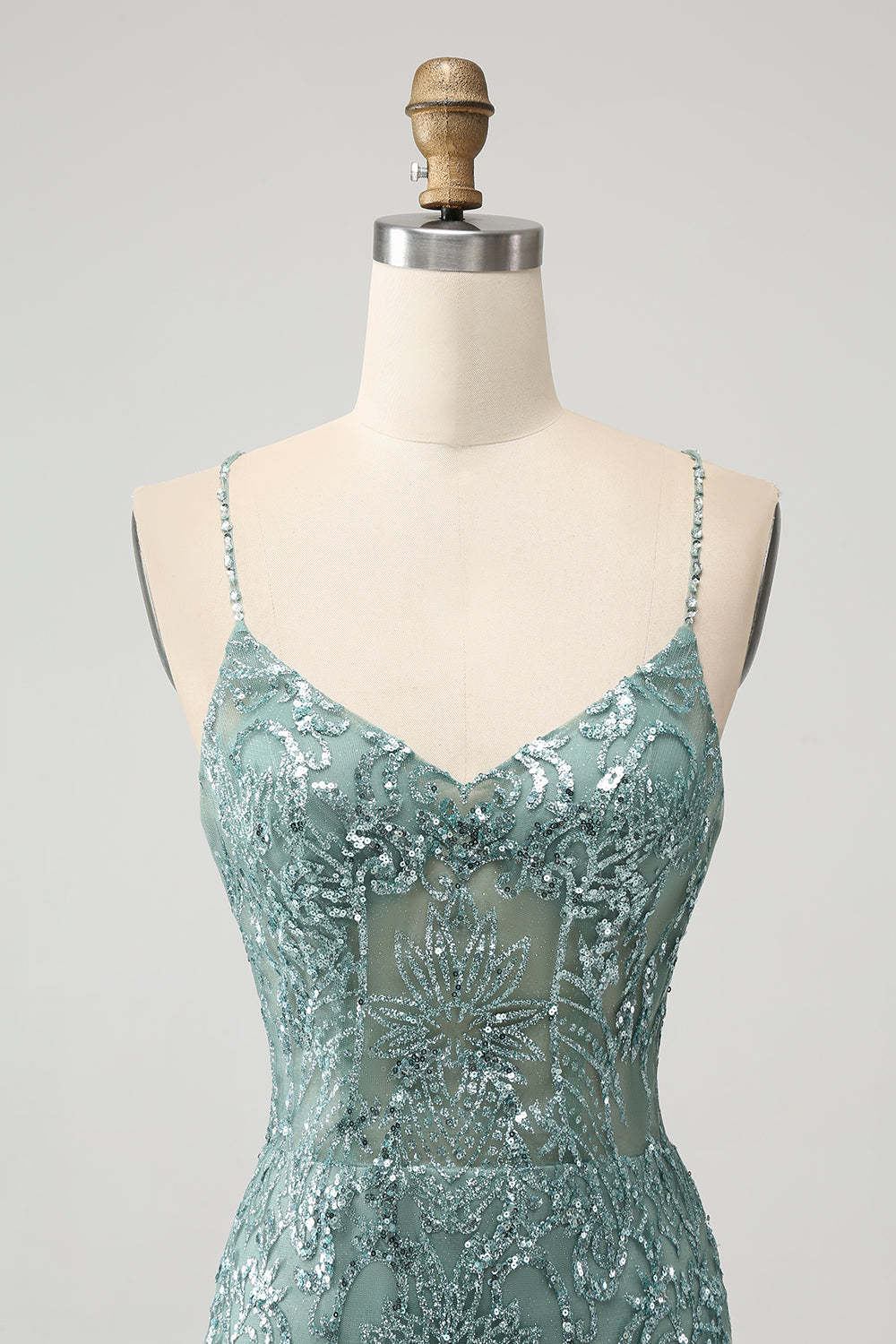 Green Bodycon Beaded Short Homecoming Dress with Criss Cross Back
