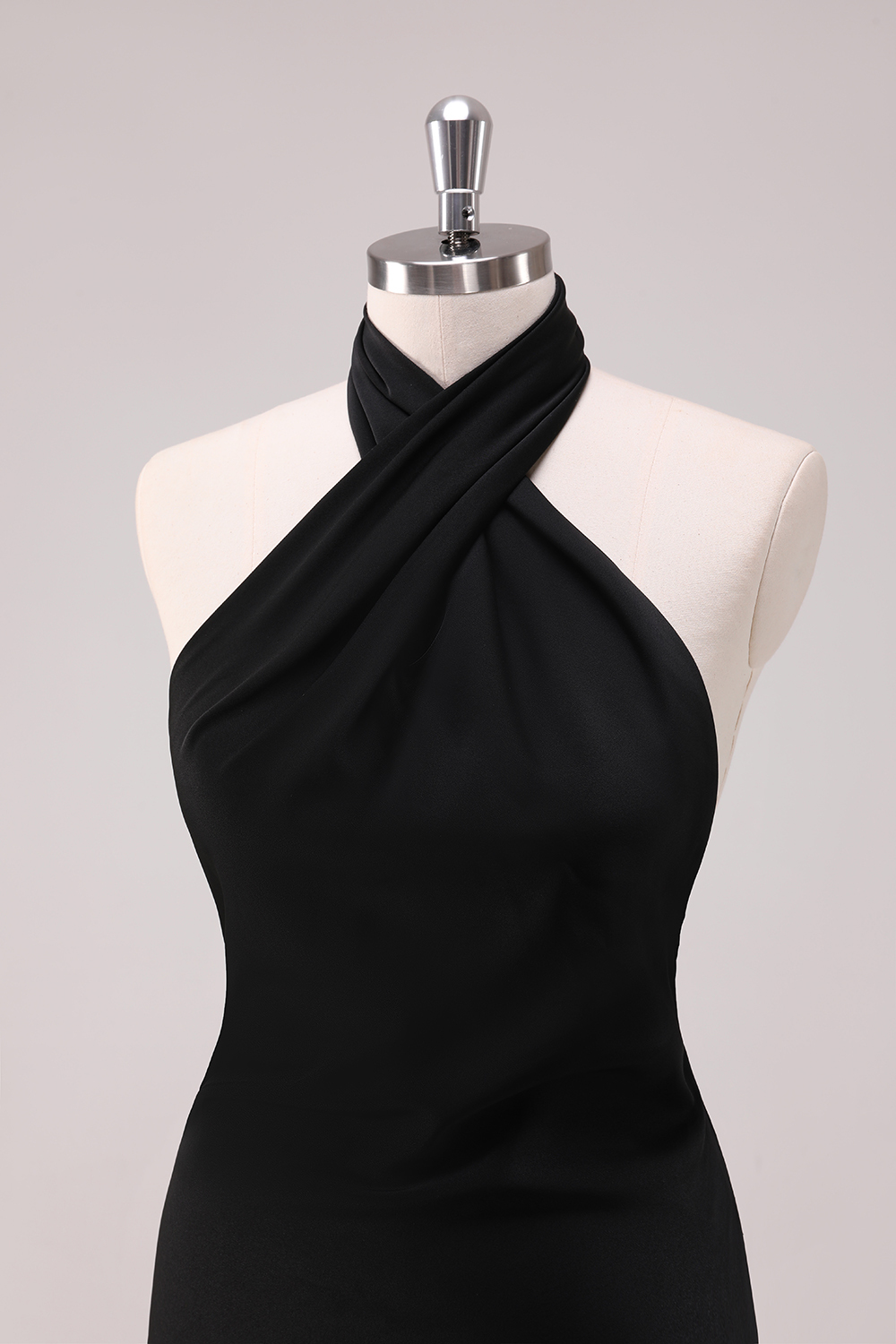 Elegant Brown Mermaid Halter Backless Bridesmaid Dress