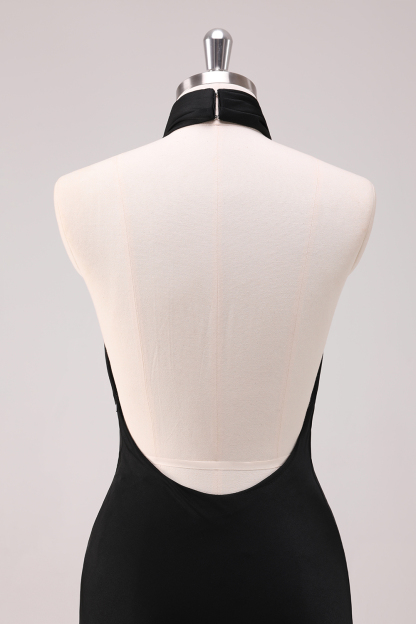 Elegant Brown Mermaid Halter Backless Bridesmaid Dress