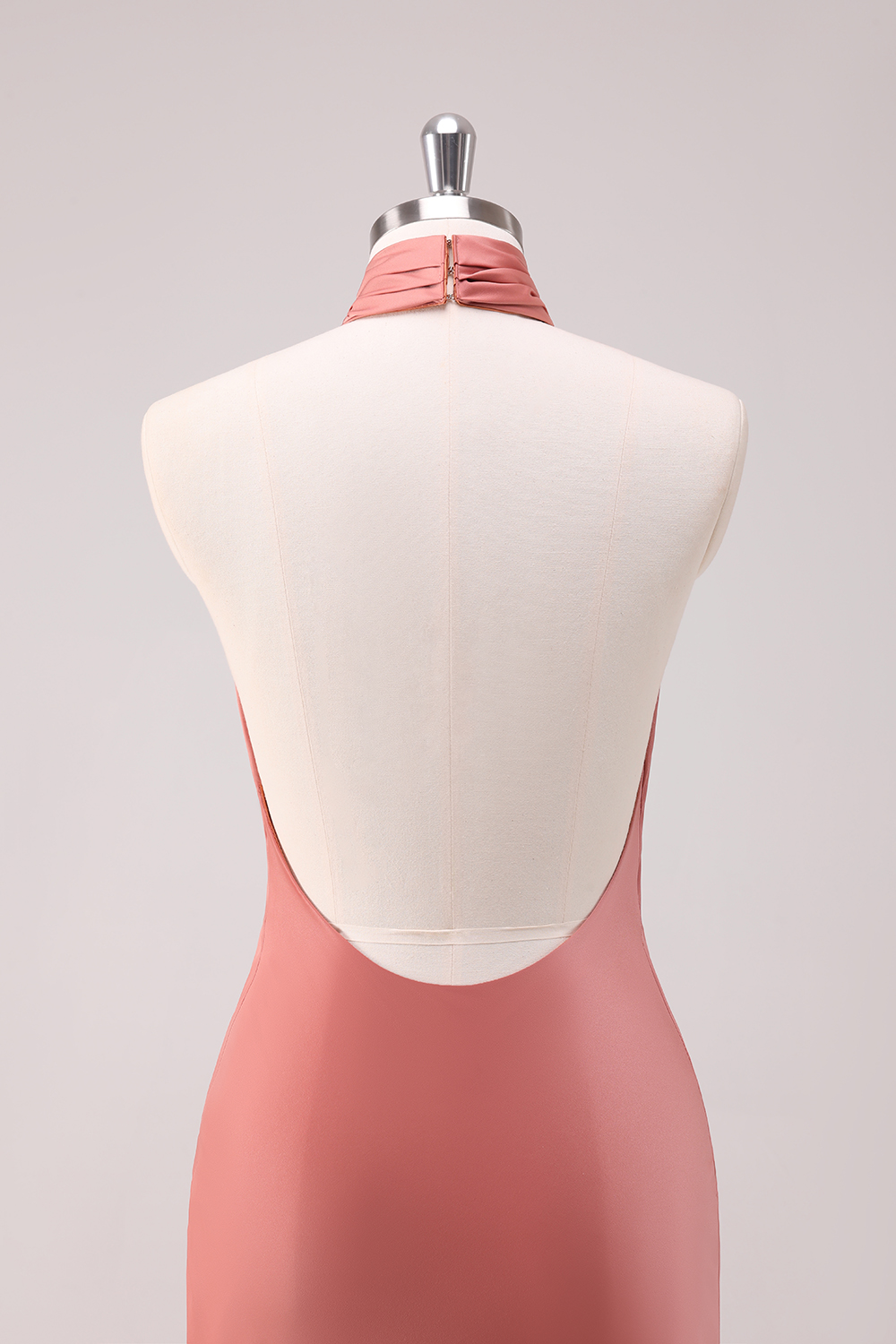 Elegant Brown Mermaid Halter Backless Bridesmaid Dress