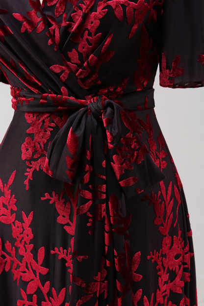 Dark Green Velvet A-Line Wedding Party Dress Dress with Sash