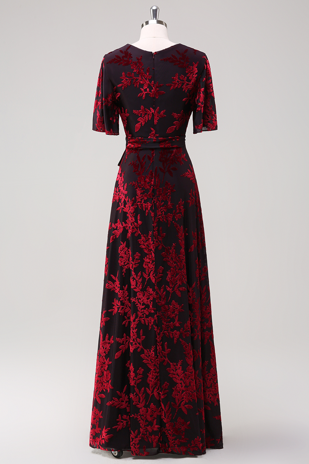 Dark Green Velvet A-Line Wedding Party Dress Dress with Sash