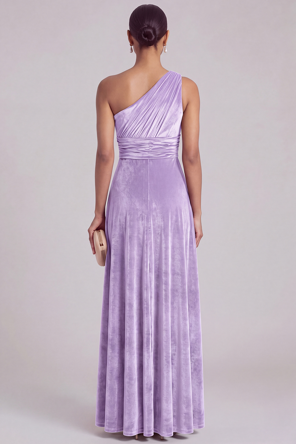 Velvet One Shoulder Olive A-Line Bridesmaid Dress