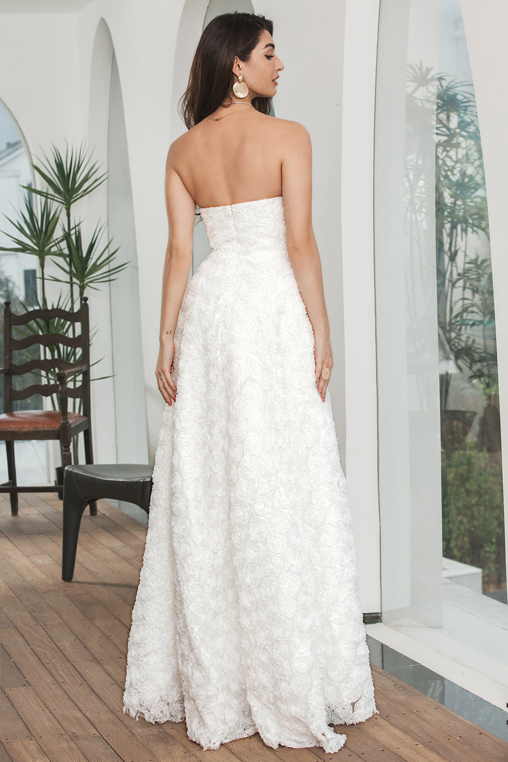 Cute White Sweetheart High Low Flower Midi Graduation Dress
