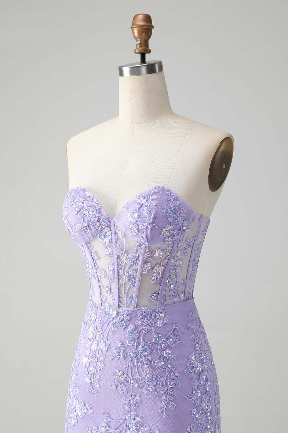 Lilac Corset Sequins Sweetheart Short Embroidery Homecoming Dress with Lace-up Back