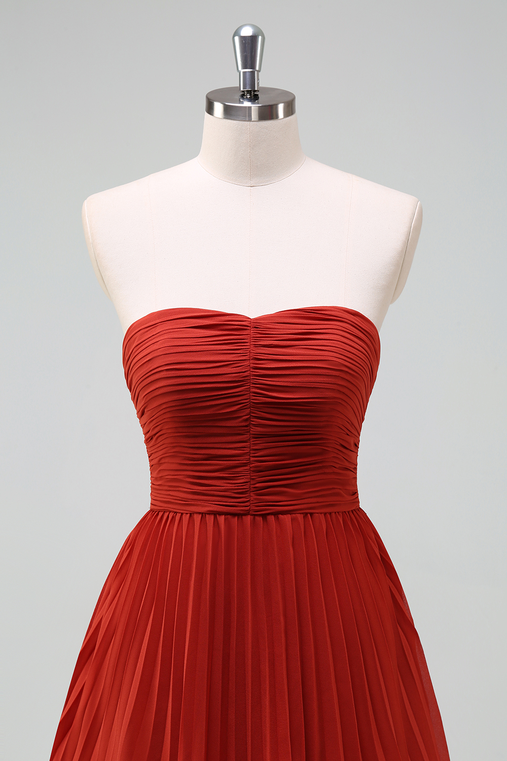 Sky Blue Strapless Tiered Long Bridesmaid Dress