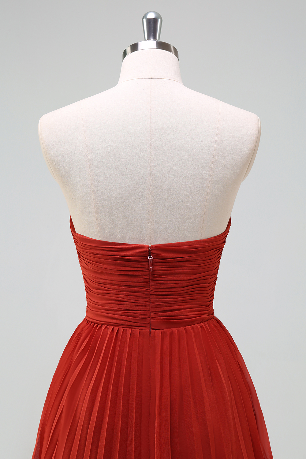 Sky Blue Strapless Tiered Long Bridesmaid Dress