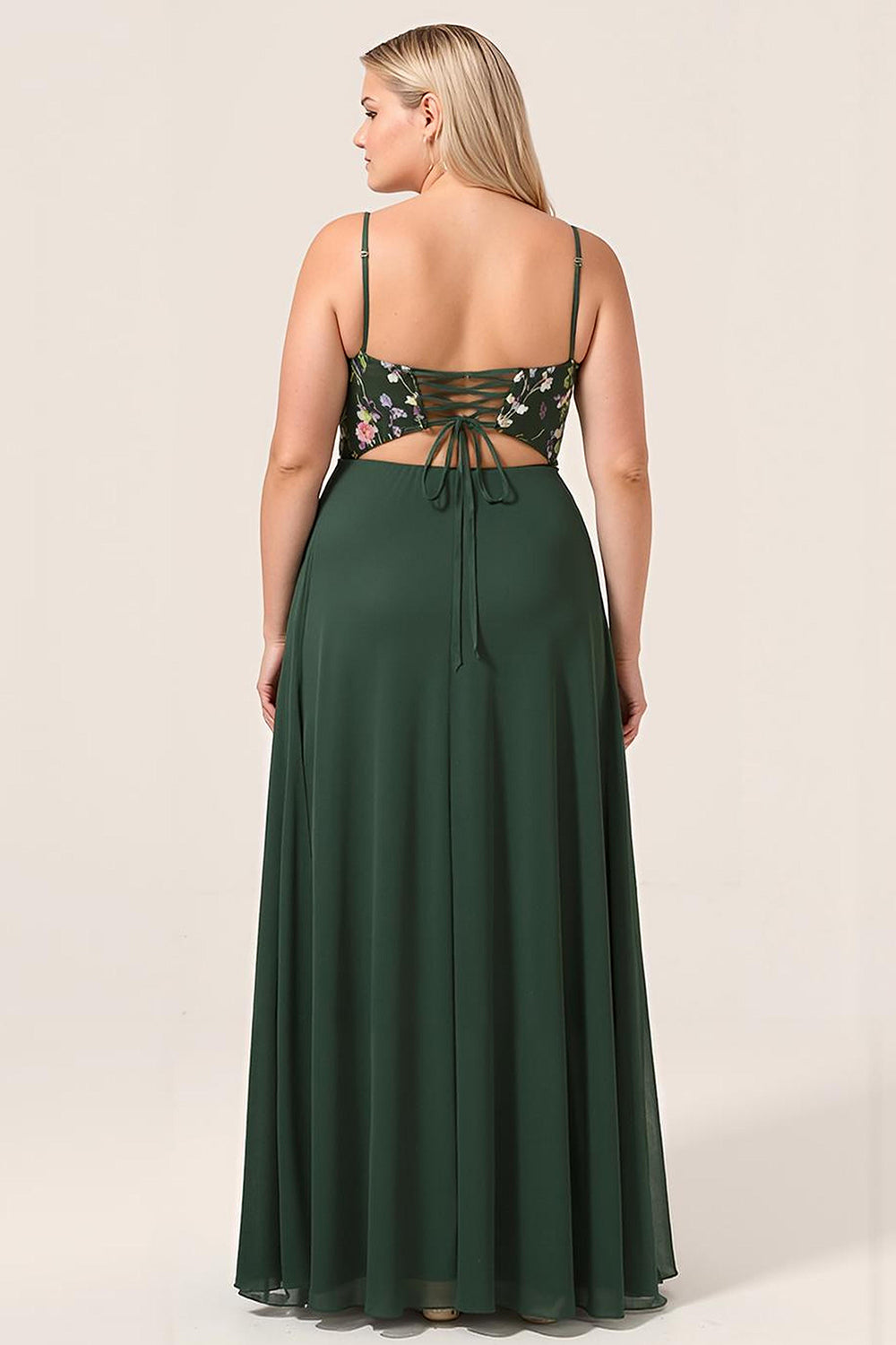 Plus Size Beauty A Line Dark Green Spaghetti Straps Long Bridesmaid Dress