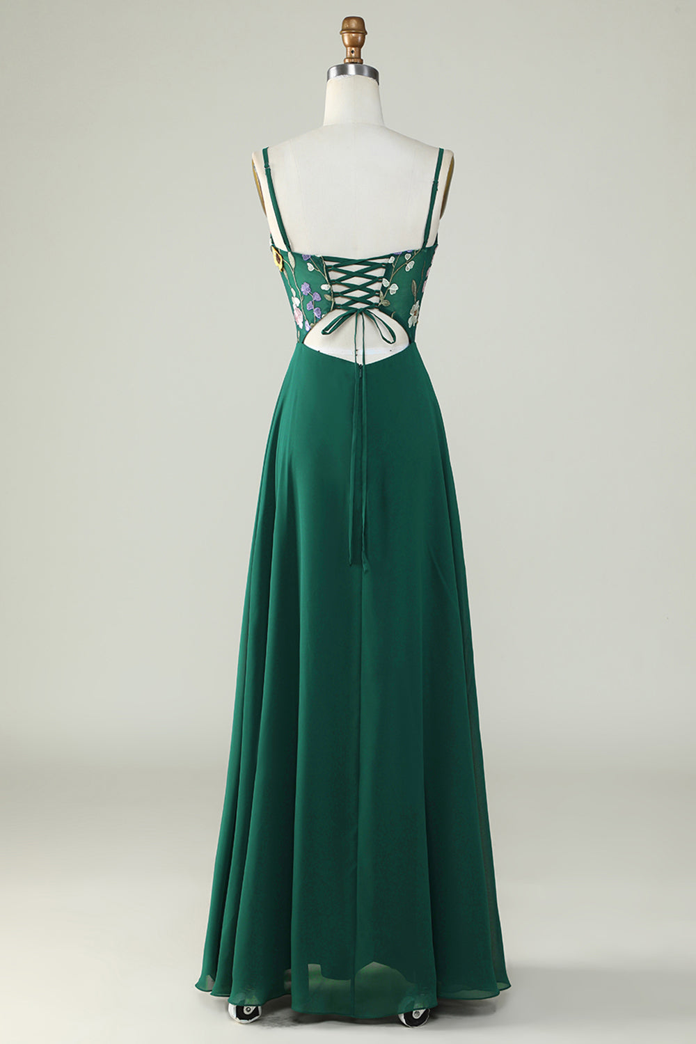 Plus Size Beauty A Line Dark Green Spaghetti Straps Long Bridesmaid Dress