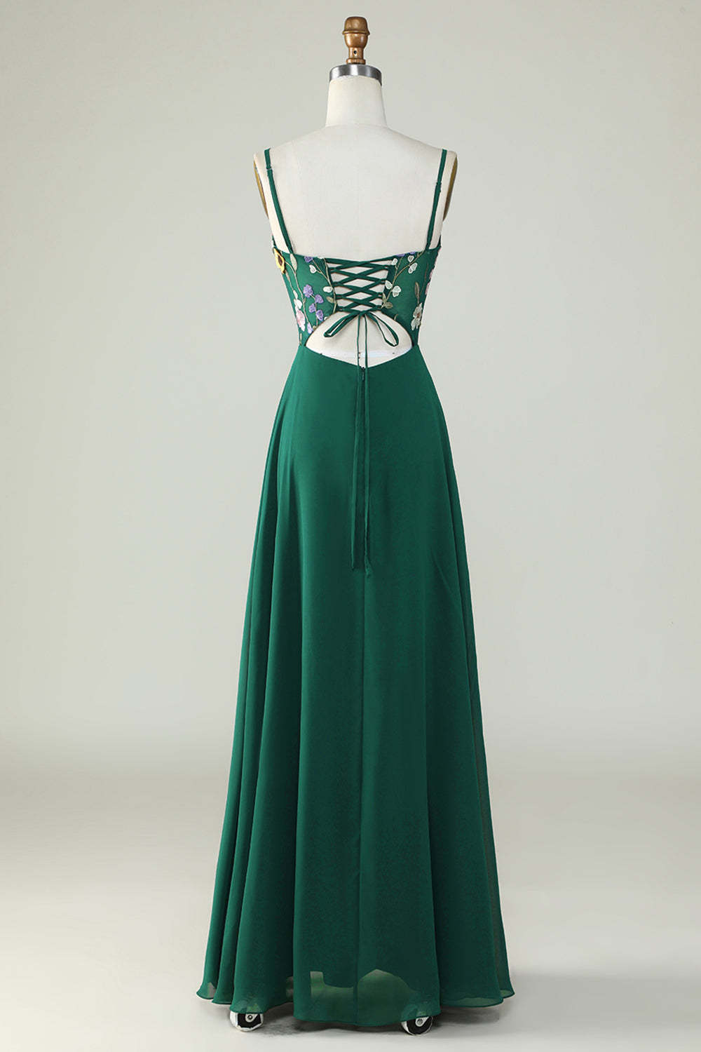 Plus Size Beauty A Line Dark Green Spaghetti Straps Long Bridesmaid Dress