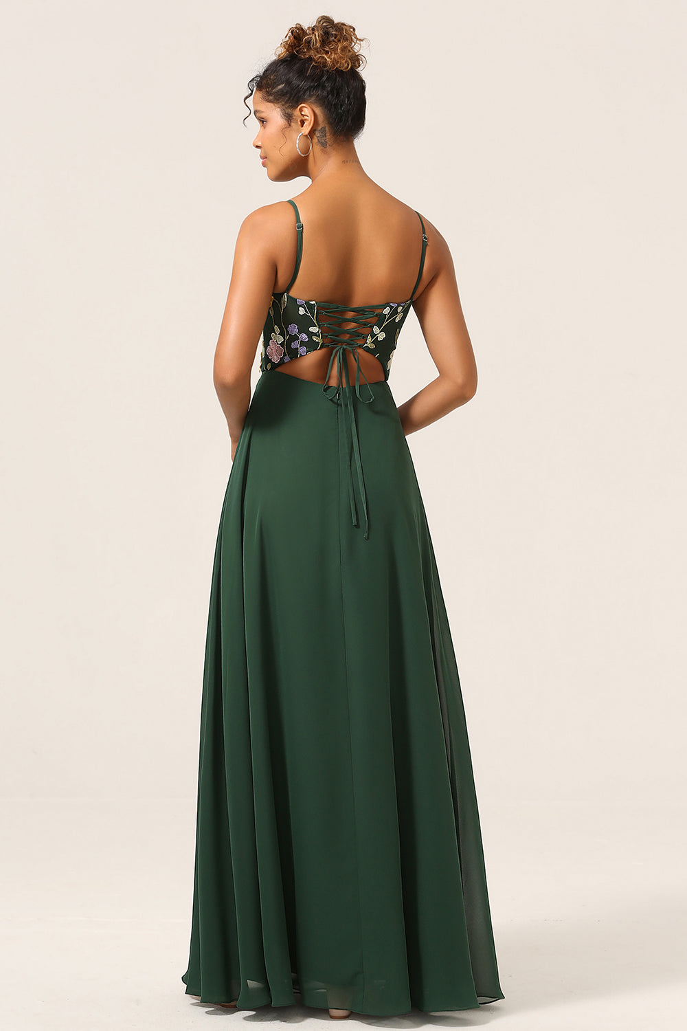 Plus Size Beauty A Line Dark Green Spaghetti Straps Long Bridesmaid Dress