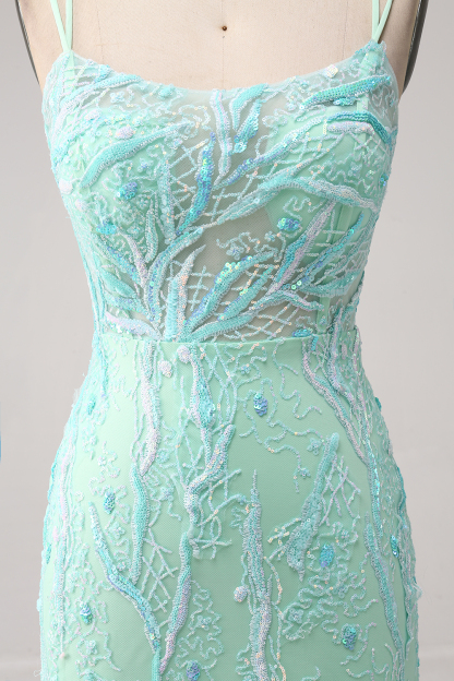 Lilac Mermaid Spaghetti Straps Long Prom Dress With Slit