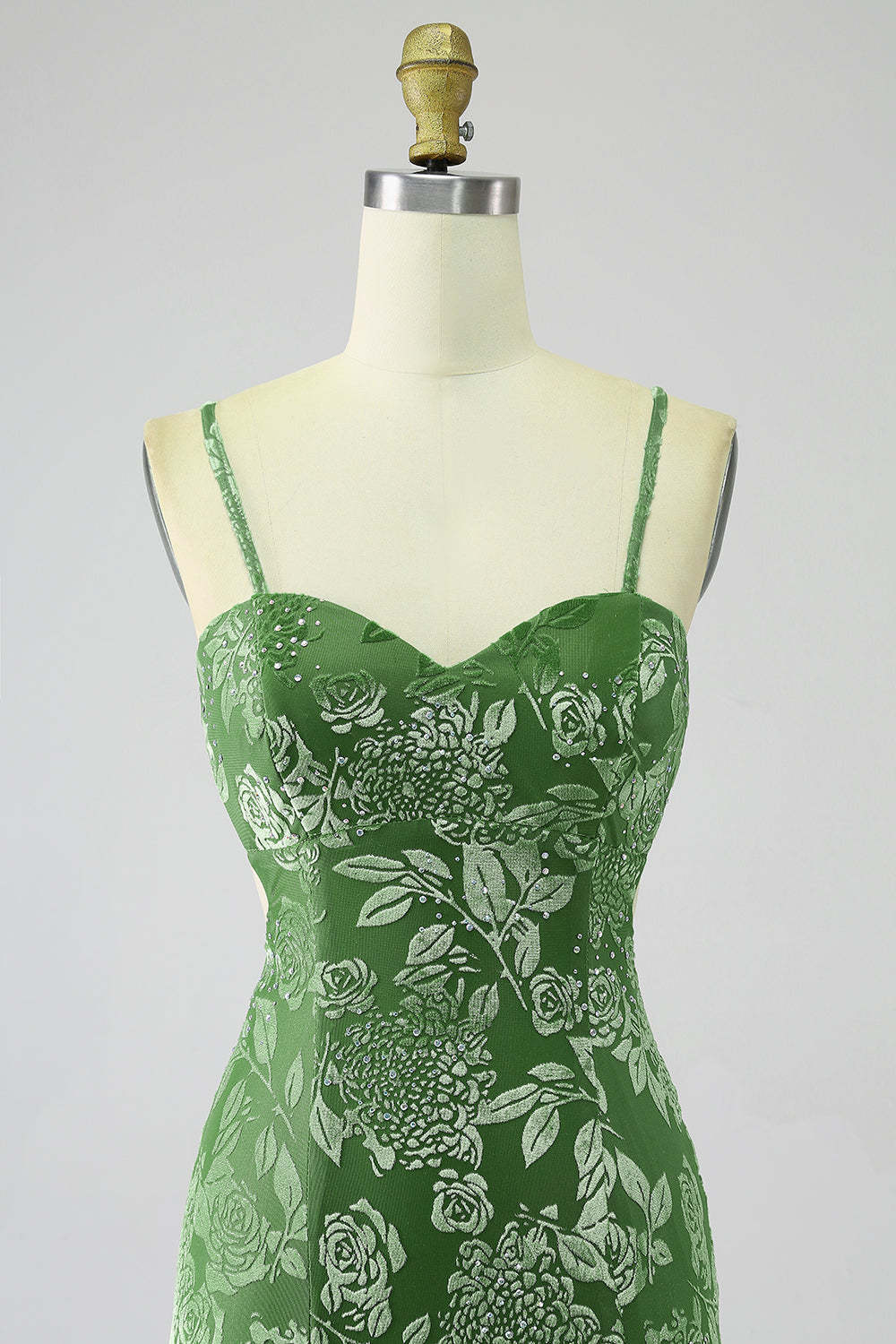 Mermaid Off the Shoulder Olive Printed Long Prom Dress with Split Front