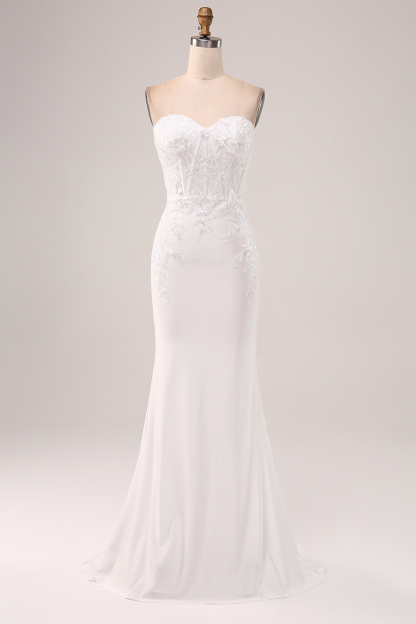 Leely Women Lilac Prom Dress Sheath Strapless Corset Fitted Gown With Lace Appliques