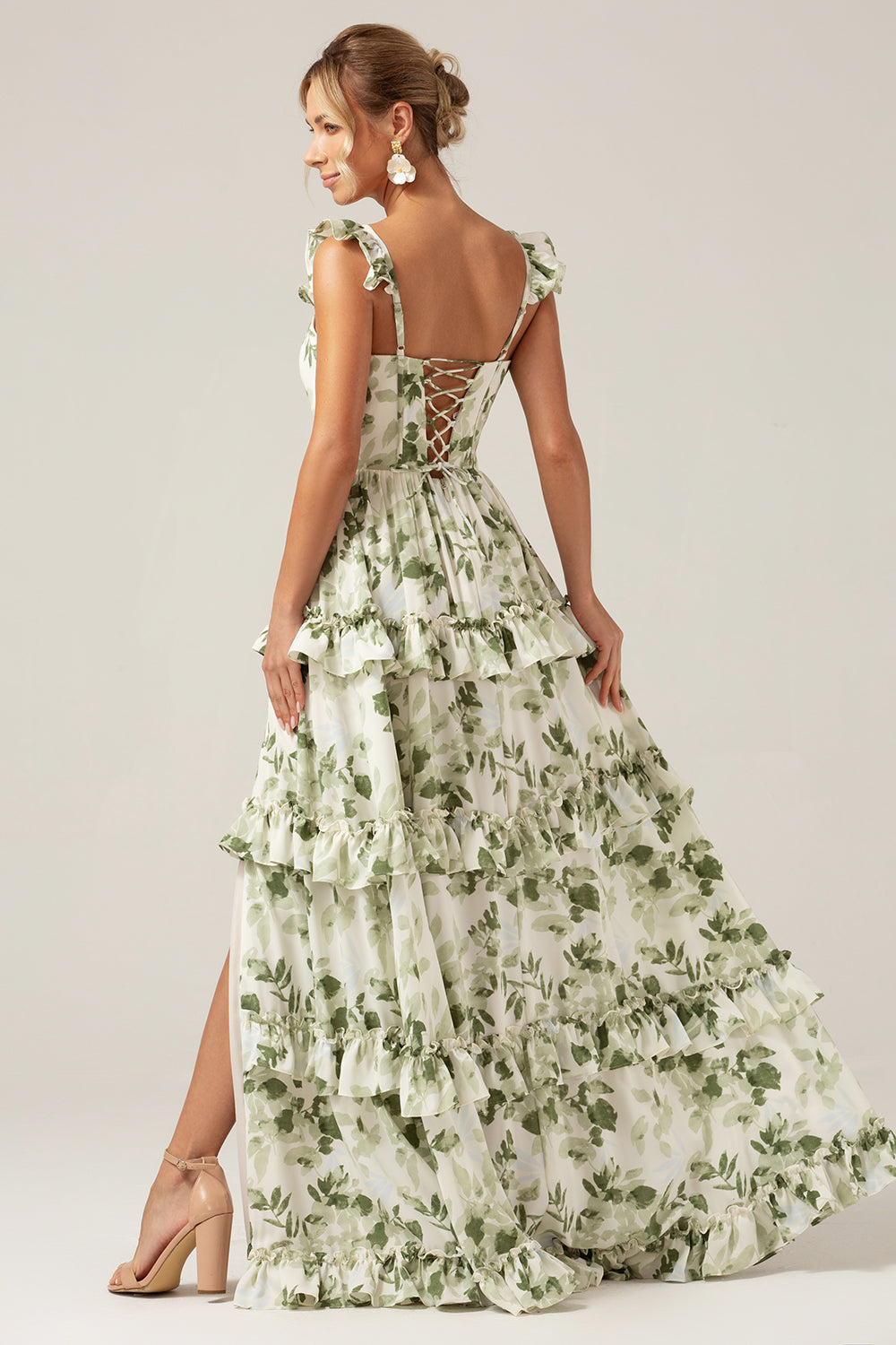 Green fashion floral bridesmaid dresses