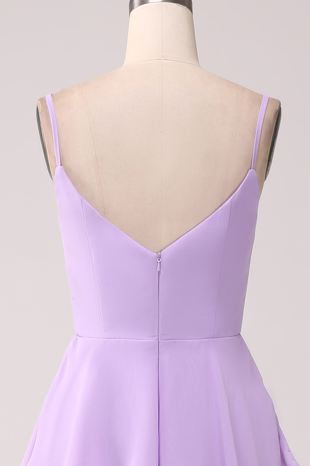 Tiered Chiffon Lilac Bridesmaid Dress with Slit