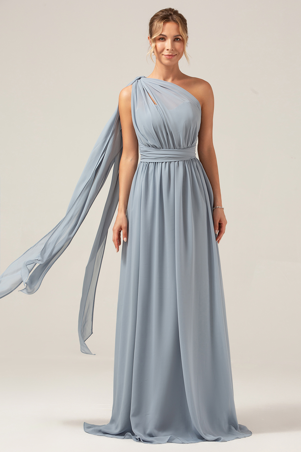 Leely Women Dusty Blue A Line Bridesmaid Dress Chiffon Convertible Maternity Wedding Guest Dress