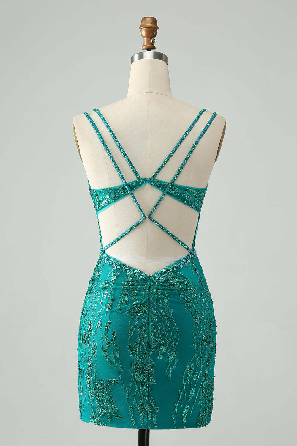 Sparkly Dark Green Bodycon Corset Short Homecoming Dress with Sequins