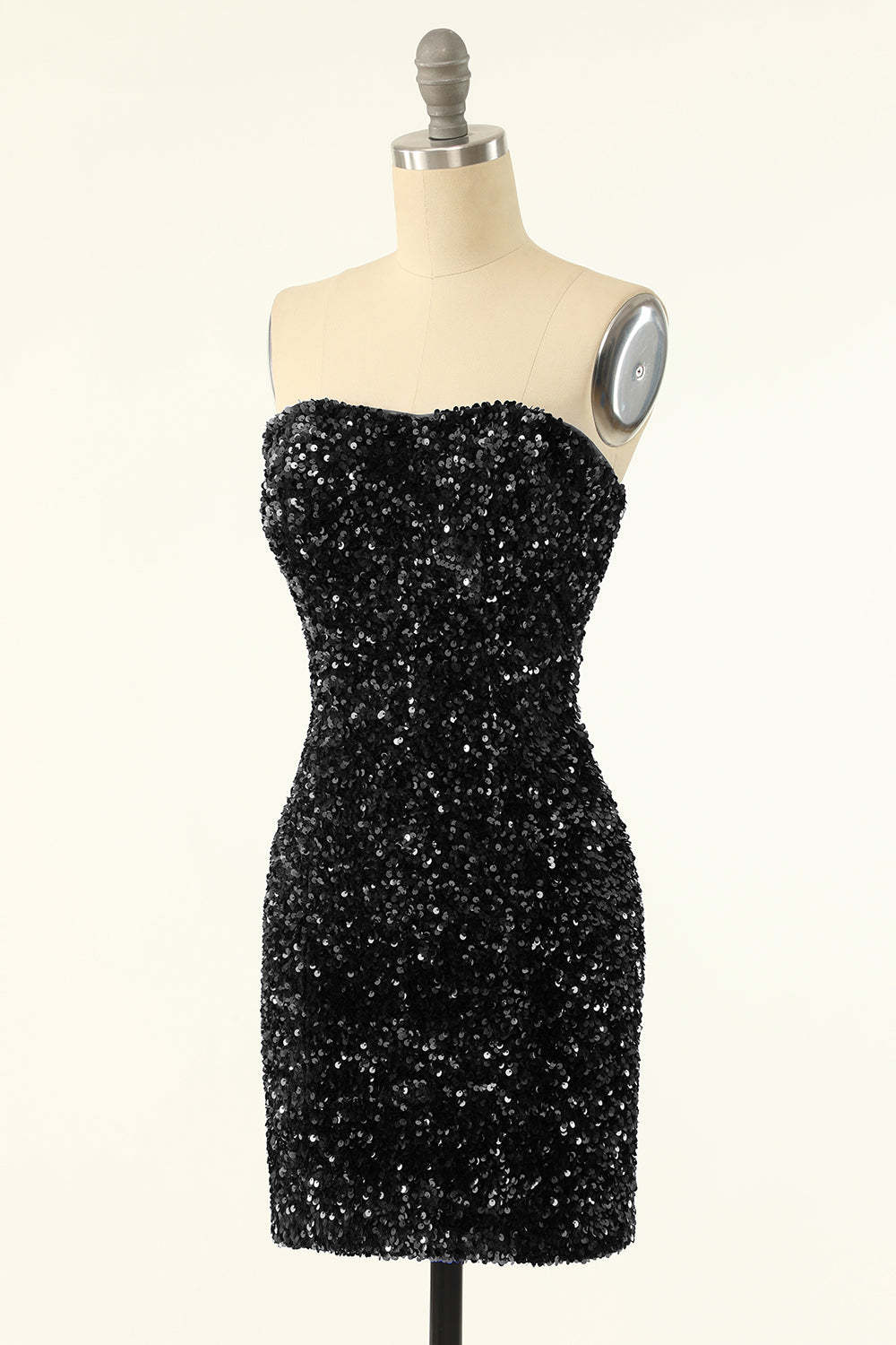 Black Sequins Bodycon Cocktail Dress