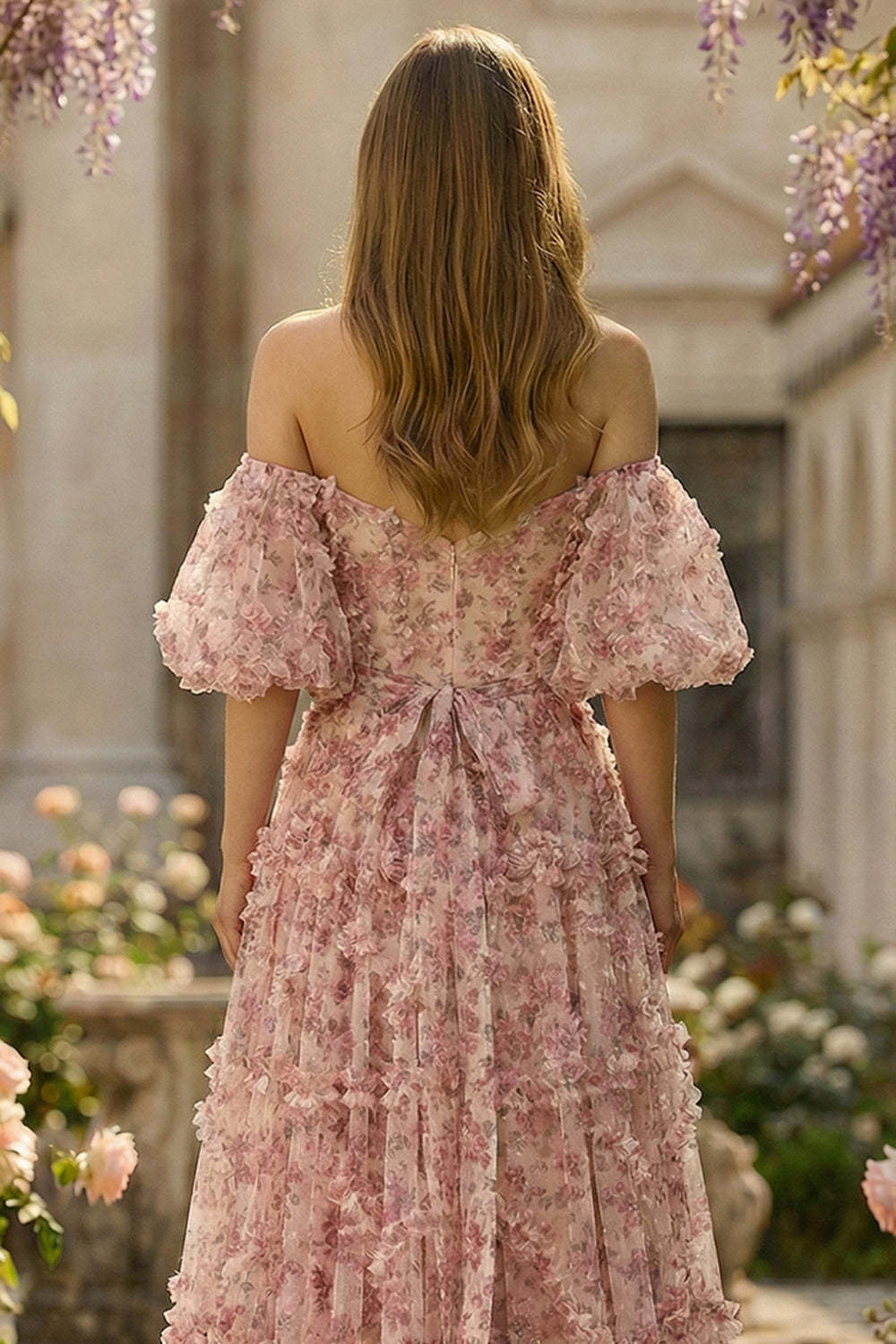 Ivory Red Off The Shoulder Flower Long Prom Dress