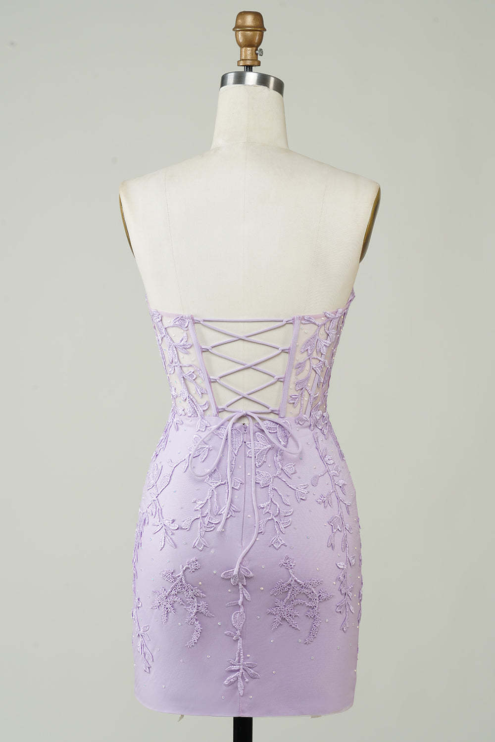 Hot Selling Bodycon Sweetheart Purple Corset Homecoming Dress with Appliques