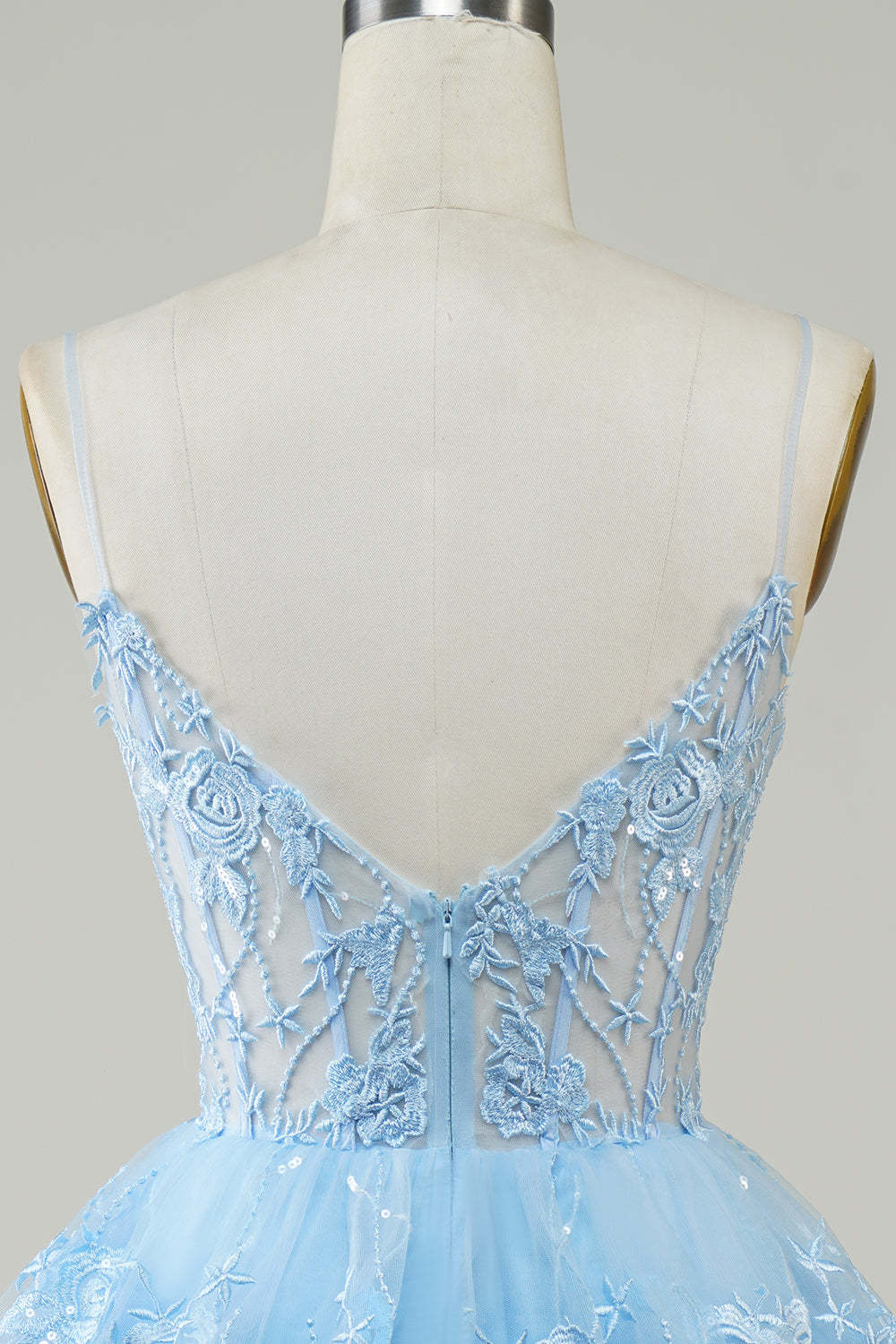 Gorgeous A Line Spaghetti Straps Black Sparkly Corset Homecoming Dress