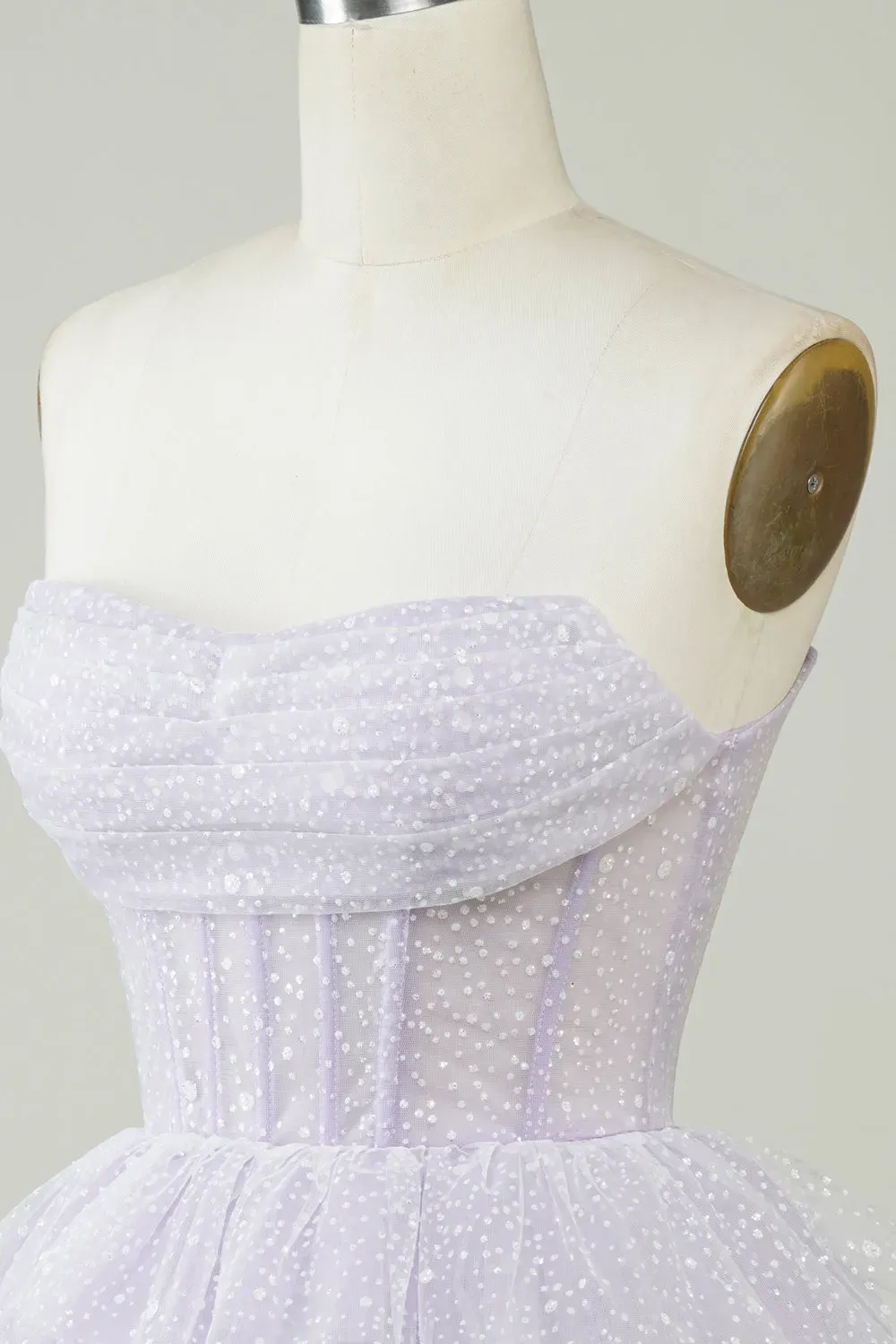 White Sparkly Corset Tiered Cute Short Graduation Dress