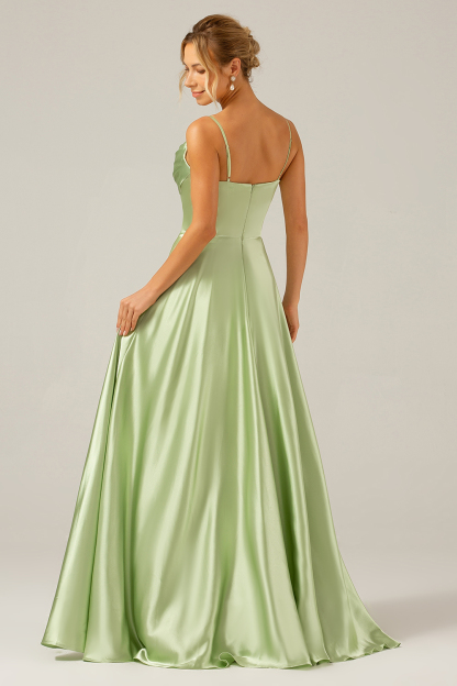 A Line Green Cowl Neck Bridesmaid Dress with Sequins
