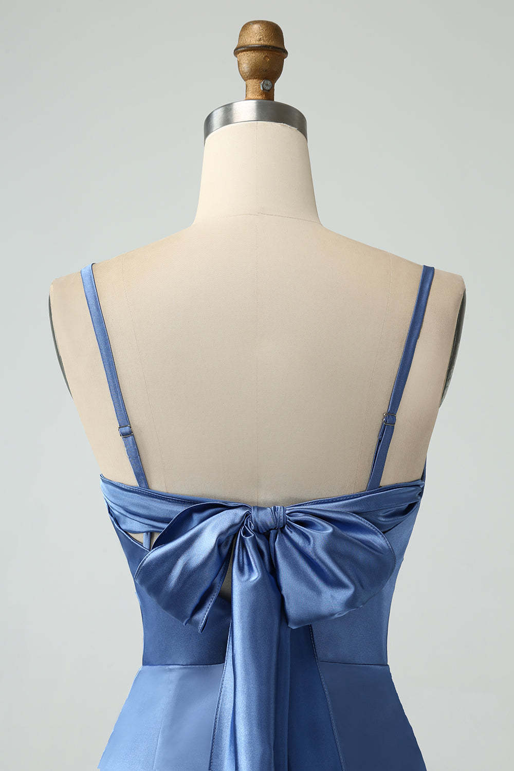 Twist Front Bowknot Sheath Satin Long Wedding Guest Dress with Slit
