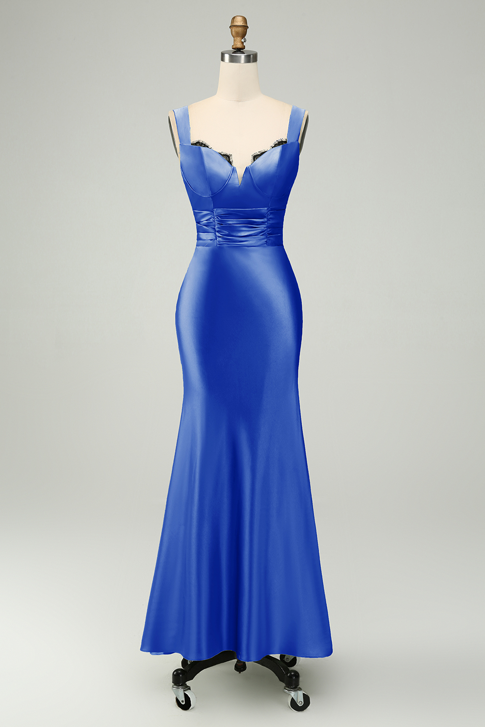 Dusty Sage Sweetheart Corset Mermaid Satin Long Wedding Guest Dress