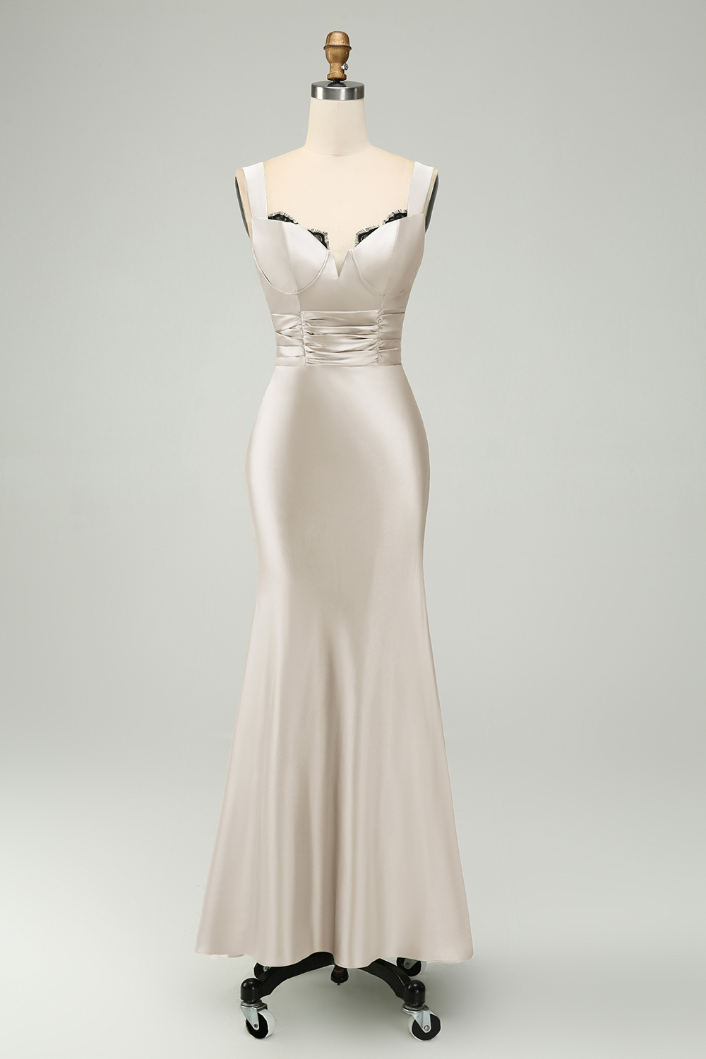 Dusty Sage Sweetheart Corset Mermaid Satin Long Wedding Guest Dress