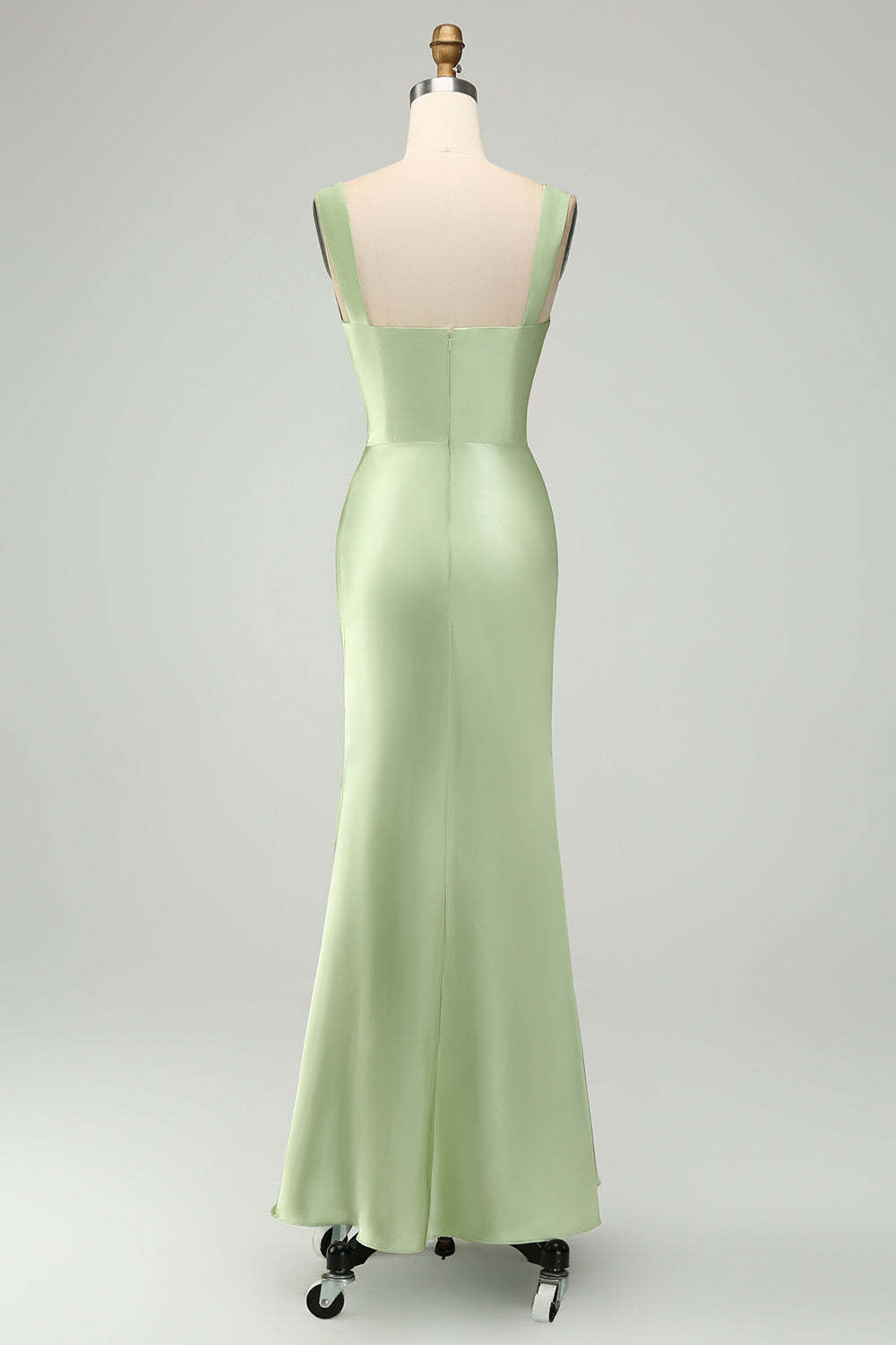 Dusty Sage Sweetheart Corset Mermaid Satin Long Wedding Guest Dress