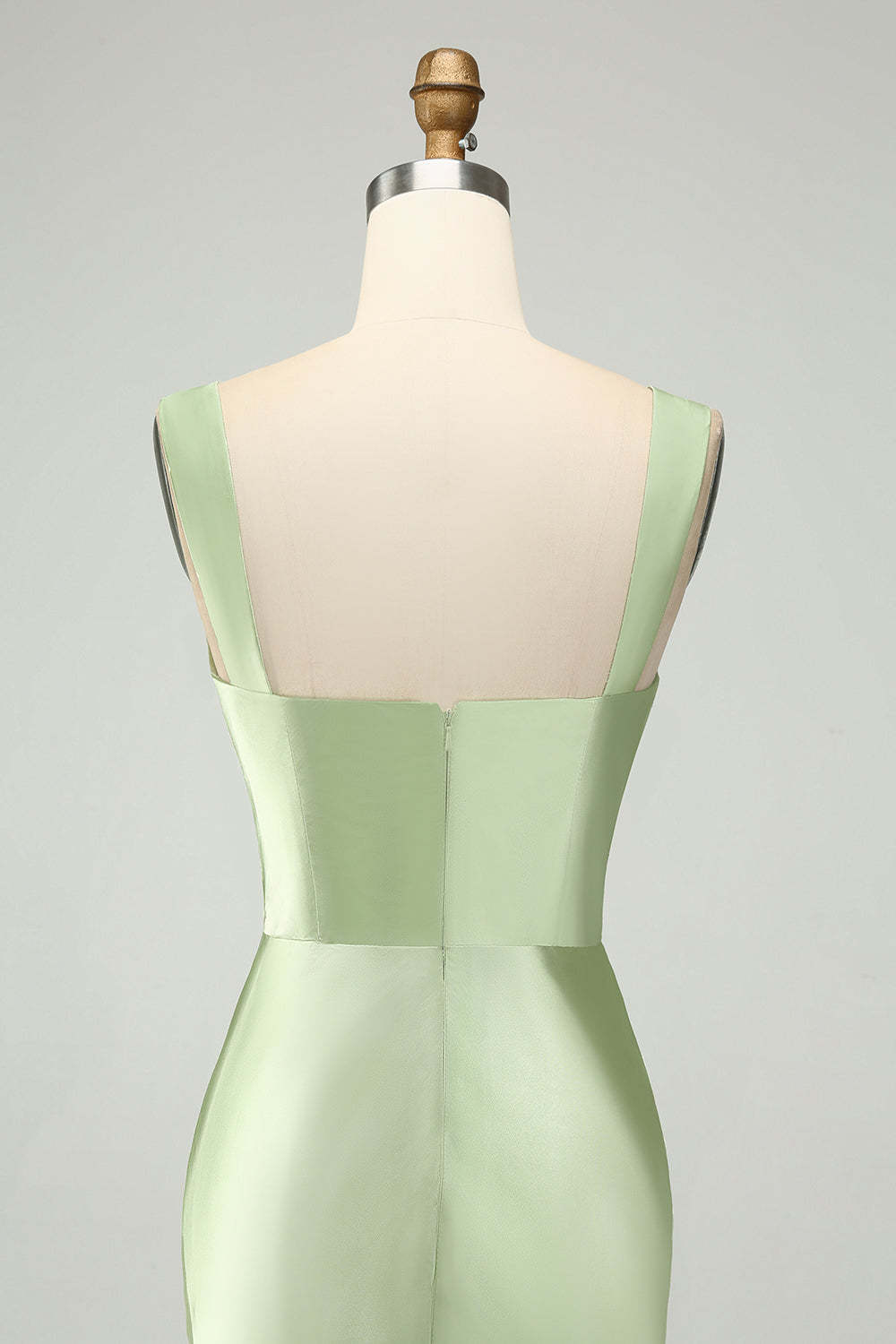Dusty Sage Sweetheart Corset Mermaid Satin Long Wedding Guest Dress