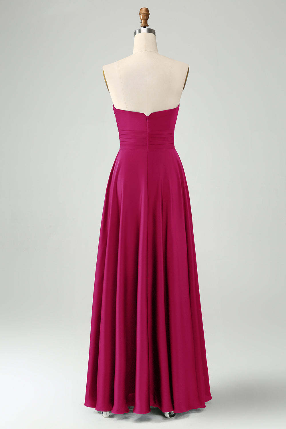 Dusty Sage Twist Front Pleated A Line Satin Long Bridesmaid Dress