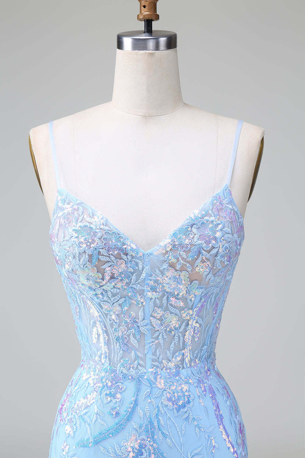 Sparkly Blue Corset Sequins Bodycon Short Homecoming Dress
