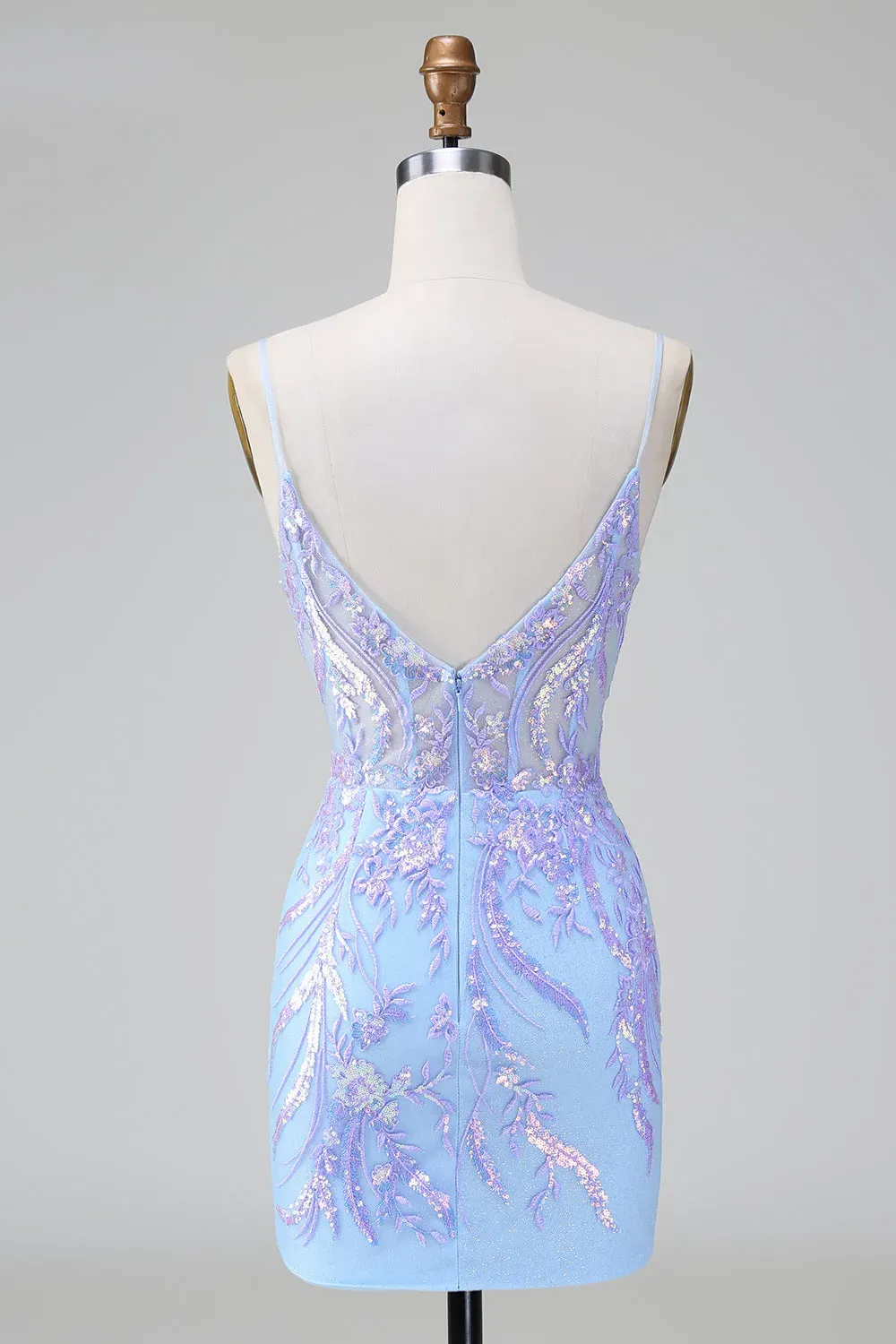 Sparkly Blue Corset Sequins Bodycon Short Homecoming Dress