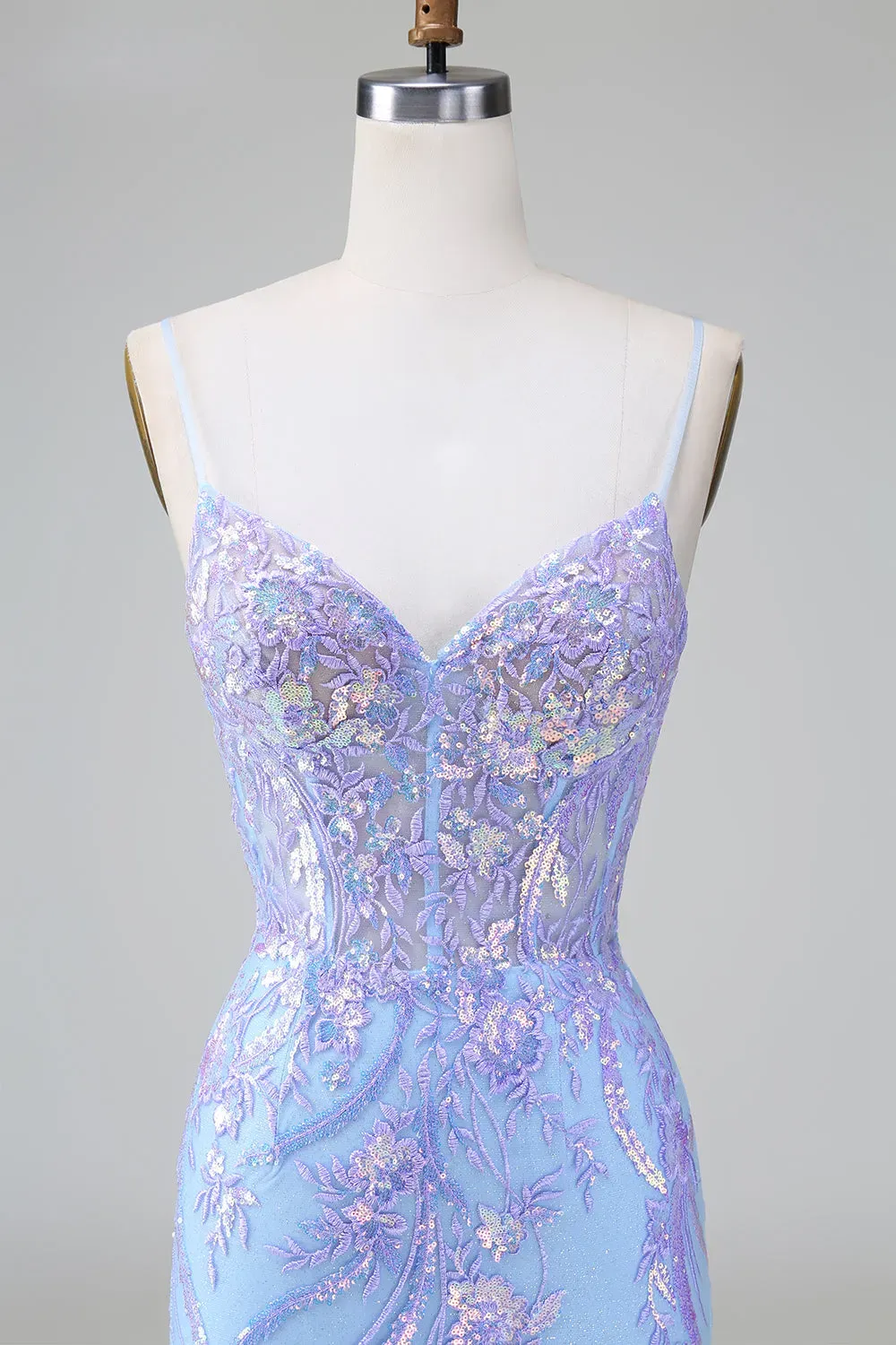 Sparkly Blue Corset Sequins Bodycon Short Homecoming Dress
