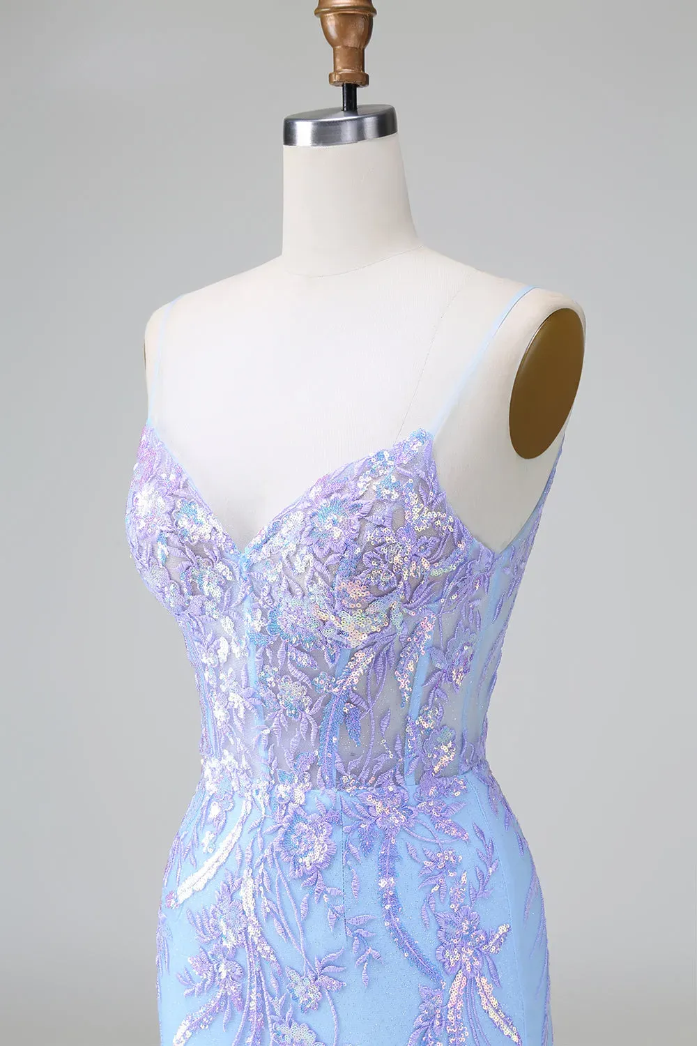 Sparkly Blue Corset Sequins Bodycon Short Homecoming Dress