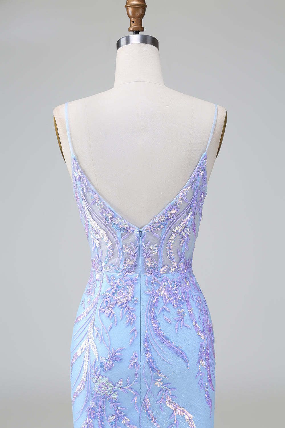 Glitter Lilac Blue Corset Sequins Bodycon Backless Short Homecoming Dress