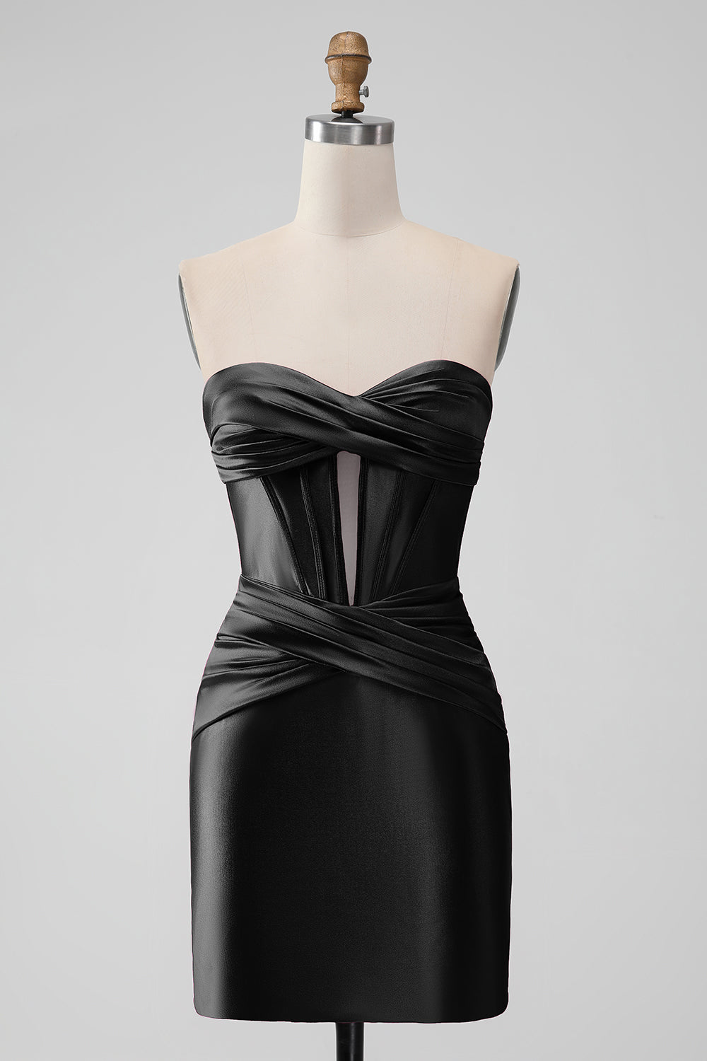 Stylish Fuchsia Bodycon Strapless Satin Corset Short Homecoming Dress