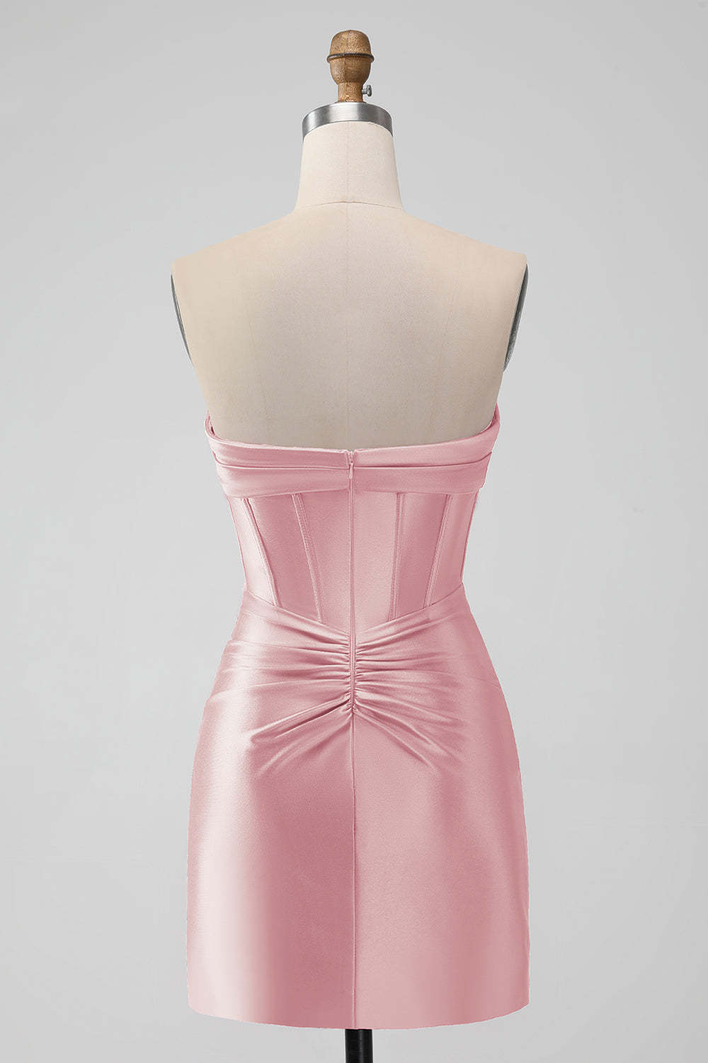 Stylish Fuchsia Bodycon Strapless Satin Corset Short Homecoming Dress