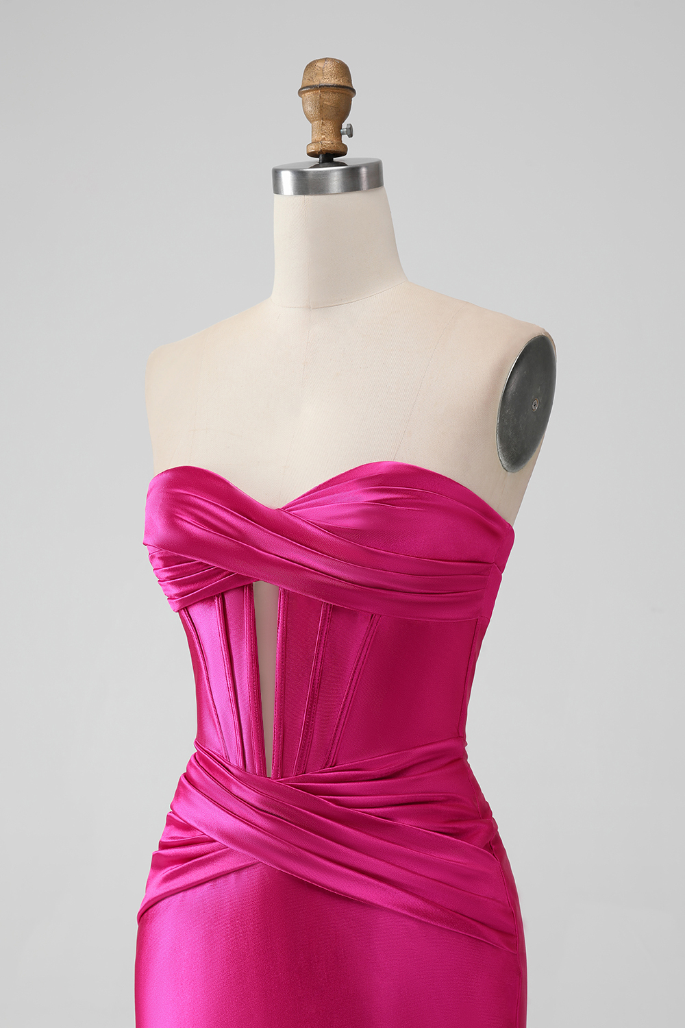 Fuchsia Bodycon Sweetheart Satin Corset Short Homecoming Dress