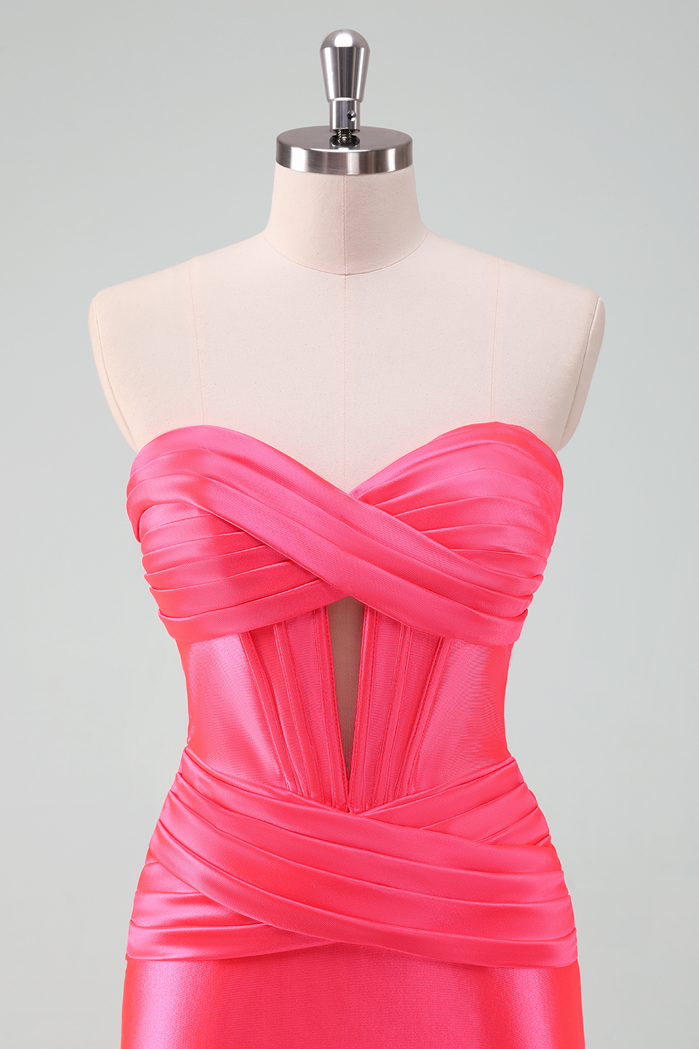 Fuchsia Bodycon Sweetheart Satin Corset Short Homecoming Dress