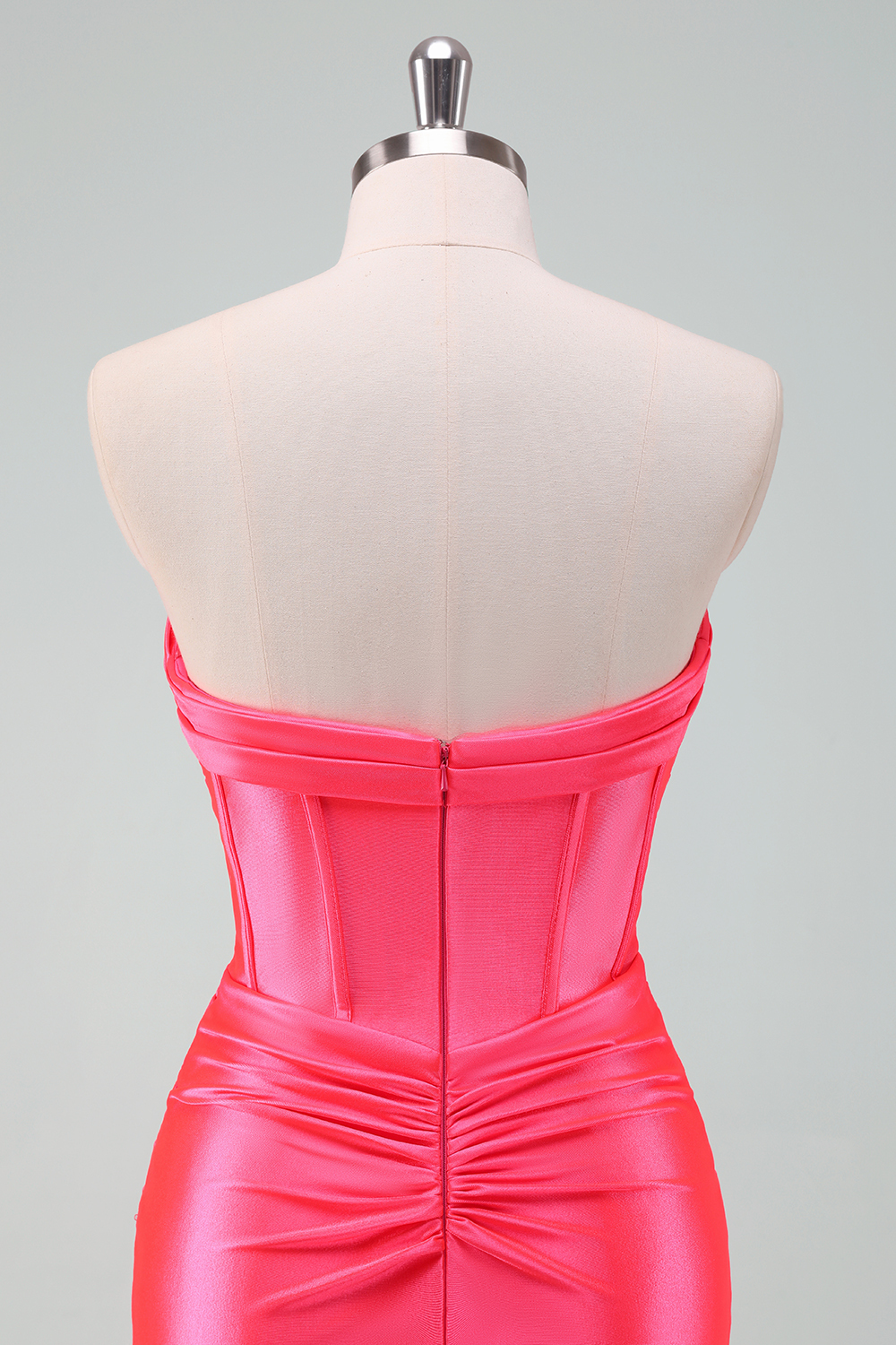 Fuchsia Bodycon Sweetheart Satin Corset Short Homecoming Dress